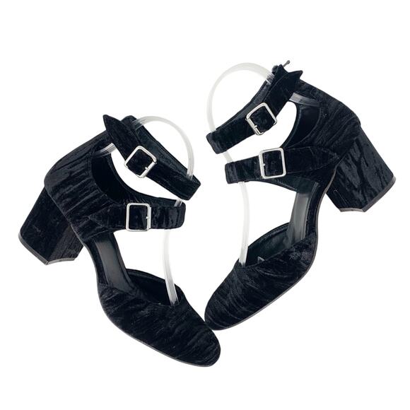 Firenze Studio Black Velvet Round Toe Heels Sz 7 - Picture 1 of 7